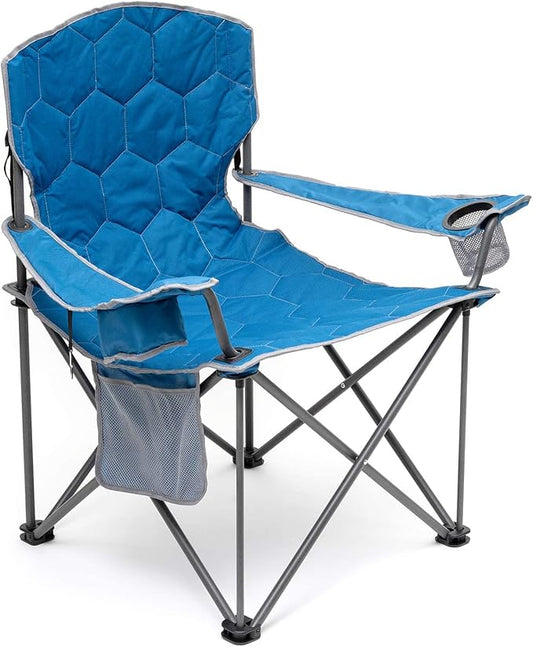 SUNNYFEEL XXL Oversized Camping Chair Heavy Duty 500 LBS for Big Tall People Above 6'4 Padded Portable Folding Sports Lawn Chairs with Armrest Cup Holder & Pocket for Outdoor/Travel/Picnic/Camp