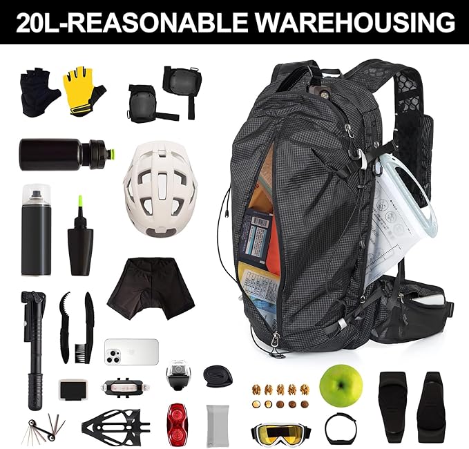 IX INOXTO Hydration Backpack, 20L Multipurpose Hiking Backpack with 2L Water Bladder, Water Backpack Insulated Hydration Pack Ideal for Hiking and Cycling