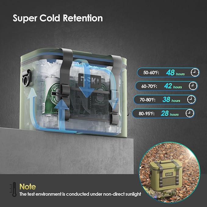 34 Can Soft Cooler Soft Ice Bag Deep Freeze Cooler Ice Chest Collapsible Leak-Proof for Beach Coolers Travel Cooler for Camping, Kayaking, Fishing