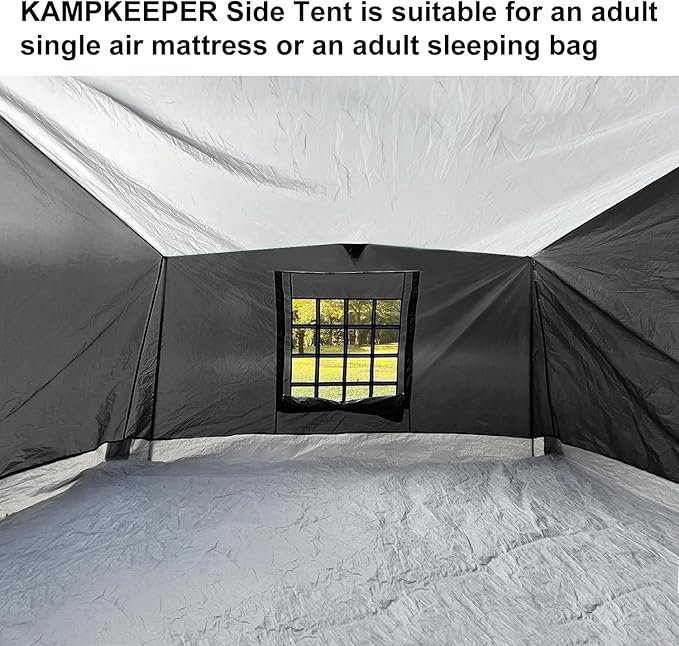 KAMPKEEPER Side Tent,Camping Tent for 10' x 10' Pop Up Canopy, Easy Set Up Gazebo,Compatible with 10' Wide Canopy Tents (Black)