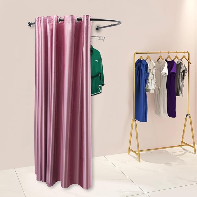 U-Dressing Room Privacy Protection Changing Room Divider, Clothing Store Fitting Room, Boutique Dressing Room, Curtain Divider (U-Shaped-Pink)