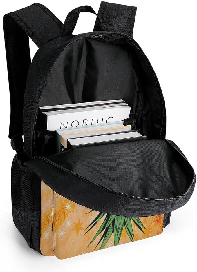 Rucksacks Polyester Anti-Theft Multipurpose Upside Down Pineapple Carry On Bag Large Capacity Gym Outdoor Hiking Backpack With Smooth Zippers