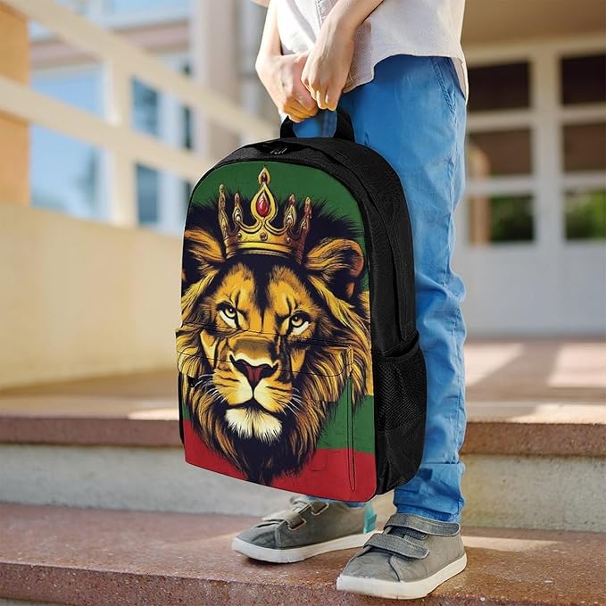 Supdreamc Rucksack Anti-Theft Multipurpose Large Capacity Carry On Bag, Rasta Flag Lion Splatter Painting Travel Hiking Bag Day Pack With Side Pockets
