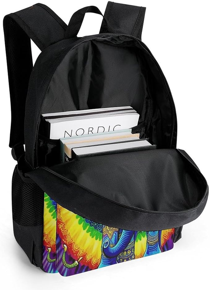 Supdreamc Daypack Backpack Anti-Theft Multipurpose Large Capacity Carry On Bag, Tie Dye Elephant Traveling Camping Backpack With Side Pockets