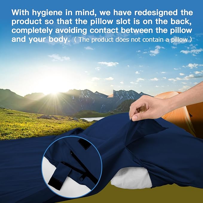 Sleeping Bag Liner, Sleep Sack Travel Sheets, Two-Way-Zipper Expose Feet Separately, Lightweight for Single, Backpacking,Hotels & Hostels, Camping, Travel, Business