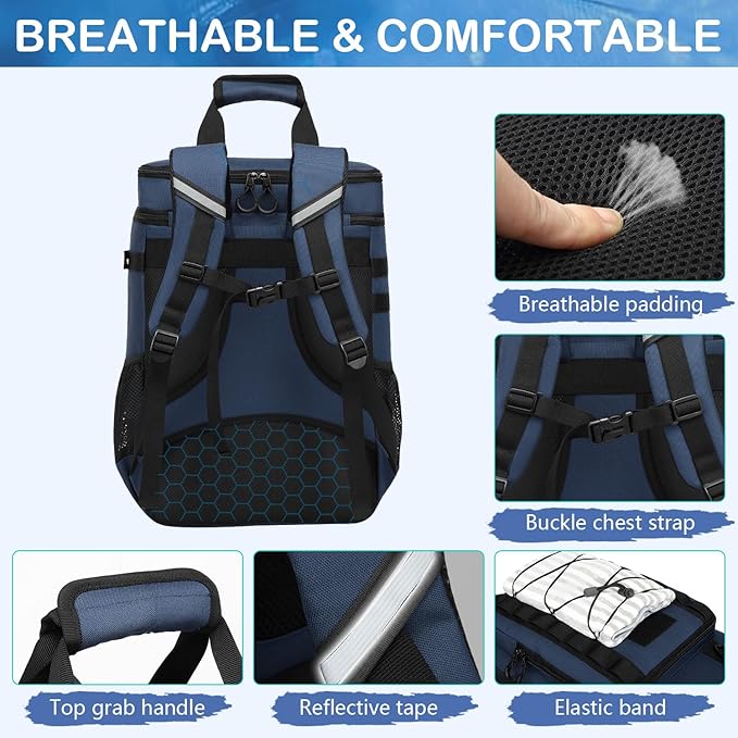 Tactical Cooler Backpack - 42 Cans Backpack Coolers Insulated Leak Proof for Men Adults, Soft Cooler Insulated Backpack for Lunch, Work, Camping, Hiking, Picnic, Beach & Travel