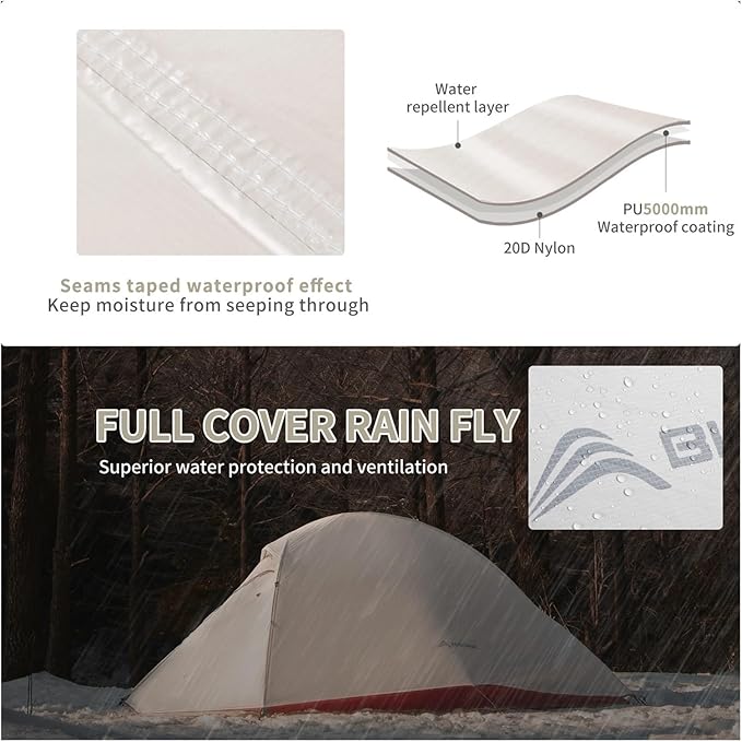 Ultralight Camping Tent Backpack 20D Nylon Waterproof Outdoor Hiking Travel Cycling 1-2 Person