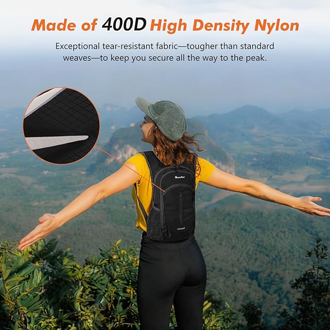 Seektop Expandable Small Hiking Backpack 12L-15L Lightweight Packable Waterproof Daypack with Phone Pocket for Women Men