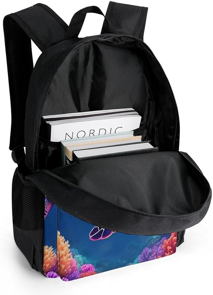 Supdreamc Men Women Polyester Sea Turtle Daypack Backpack Large Capacity Carry On Bag With Smooth Zippers for Hiking Picnic Walking Cycling