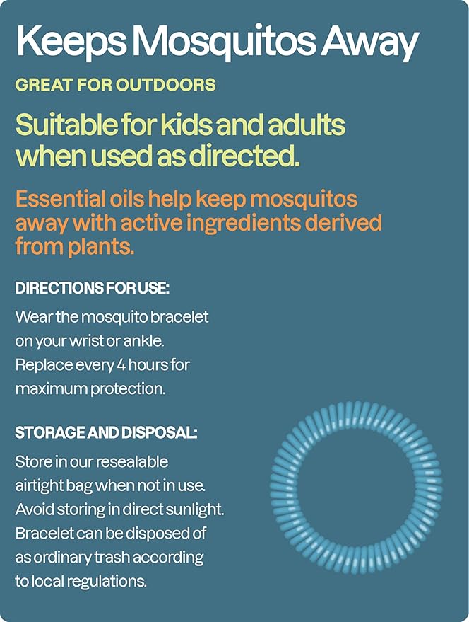 Cliganic 50 Pack Mosquito Repellent Bracelets for Adults & Kids - Natural DEET-Free Bands, Individually Wrapped