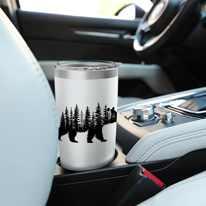 Forest Trees Wildlife Animal Retro Outdoor Nature bear Lover Stainless Steel Insulated Tumbler