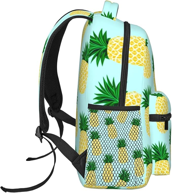 Polyester Daypack for Hiking Work Running, Big Capacity Anti-Theft Multipurpose Shoulder Bag, Hawaiian Tropical Pineapple Travel and Sport Backpack Rucksack