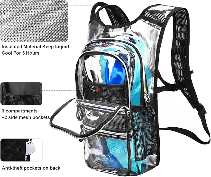 Hydration Backpack Pack, Water Backpack 20L Capacities Included 2L Hydration Bladder, Festival Essential - Rave Hydration Pack Hydropack Hydro for Hiking, Festival Gear