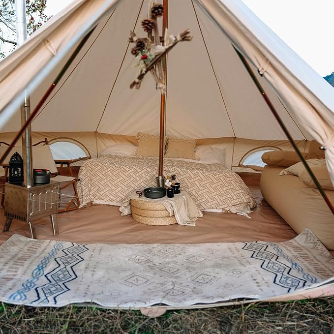 Trend Tents Standard Bell Tent – 200GSM Poly-Cotton Canvas, Stove Jack, Sewn-in Groundsheet, Galvanized Steel Poles, Waterproof & UV-Resistant, 3-Season, Available in 3M / 4M / 5M / 6M
