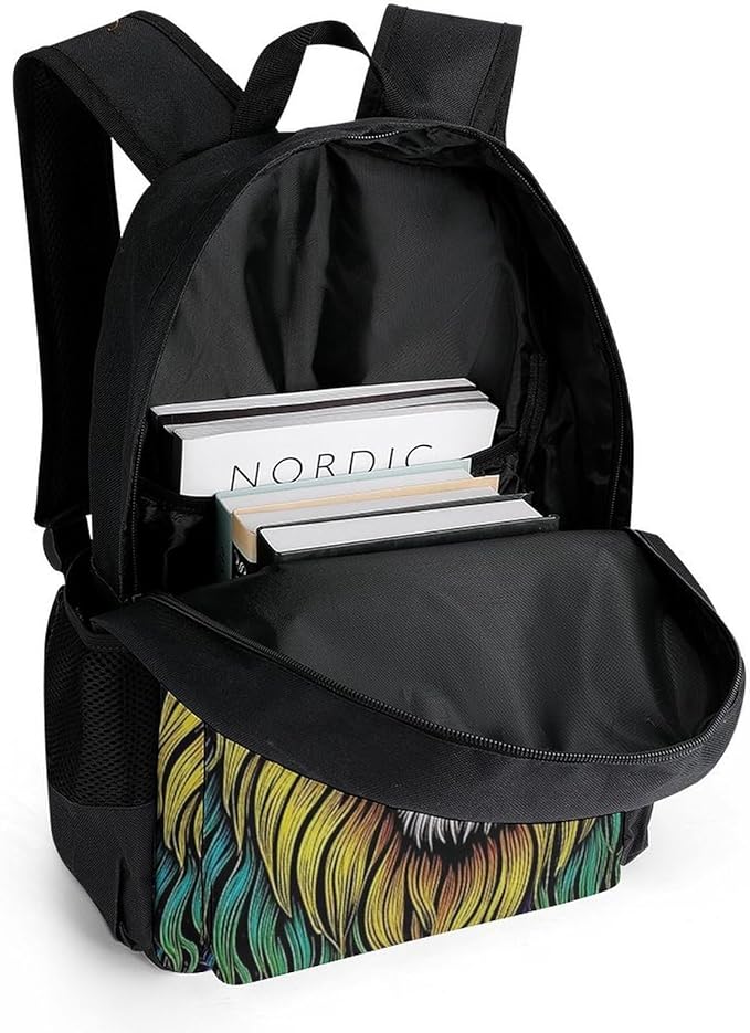 Supdreamc Lightweight Backpack for Gym Travel Bicycle, Big Capacity Multipurpose Anti-Theft Carry On Bag, Fantasy Lion Sun And Moon Twelve Constellations Art Travel Hiking Bag Day Pack