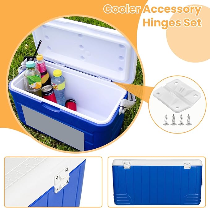 Aifeier ET 4Pcs Cooler Plastic Hinge Replacement Set, Ice Chest Hinges and Screws Kit, Compatible with 5253 6262 6270 Cooler Hinges Replacement - White