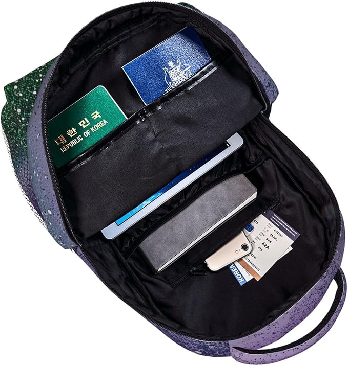 Rucksack Anti-Theft Multipurpose Large Capacity Carry On Bag, Sparkling Mermaid Scales Travel Hiking Bag Day Pack With Side Pockets