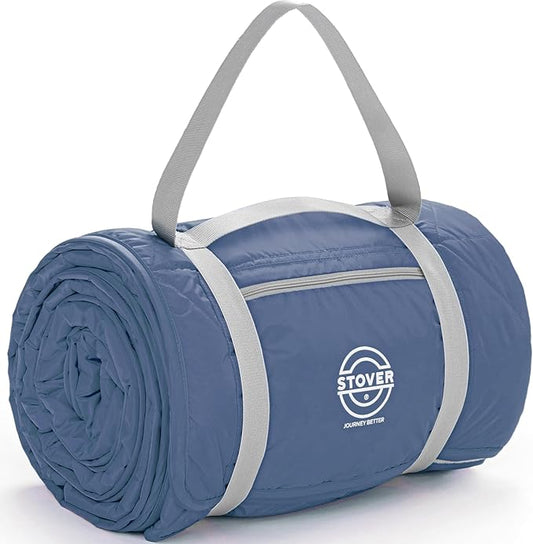 STOVER Waterproof Stadium Blanket – Portable Outdoor Camping Blanket for Travel, Picnics, or Sports – Warm, Windproof, Lightweight, and Packable (Glacier Blue)
