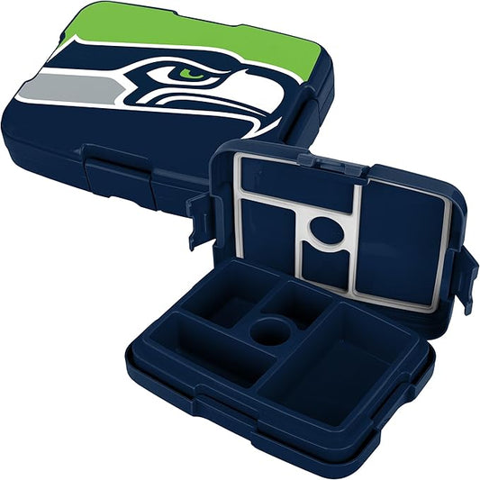 FOCO NFL Unisex-Adult Officially Licensed 2-Tone Big Logo Team Color Football Leak Proof 5 Compartment Bento Lunch Box - Seattle Seahawks