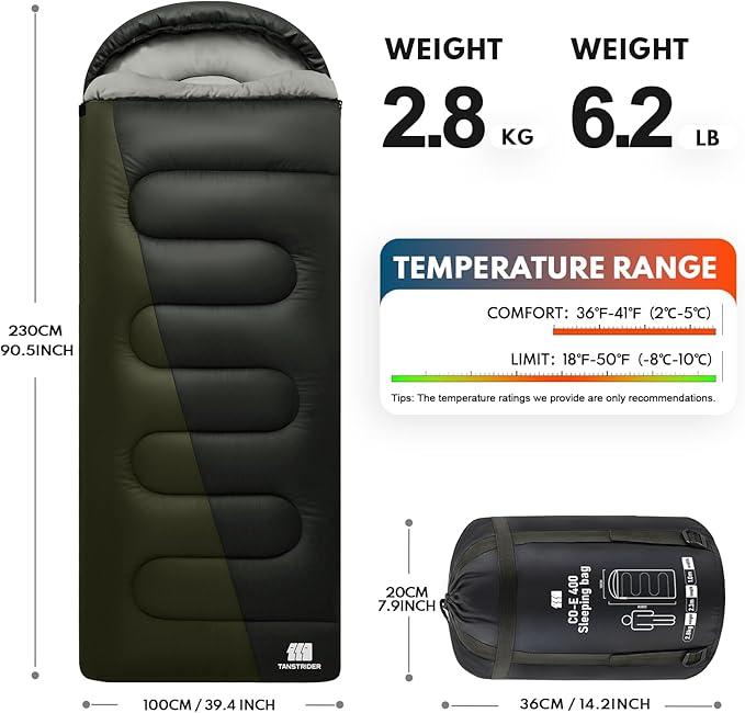 0 Degree XXL Sleeping Bags for Adults Cold Weather,Camping Sleeping Bag with Compression Sack for Winter Hiking, Hunting,Traveling