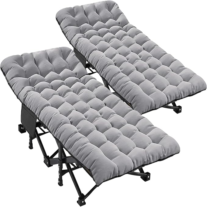 LILYPELLE 2 Pack Folding Camping Cot W/Mattress, 78" L x 32" W x 18" H Cot Bed, Heavy Duty Wide Camping Cot XXL for Adults, Portable Sleeping Cot Bed for Travel Camping/Office, Home Nap