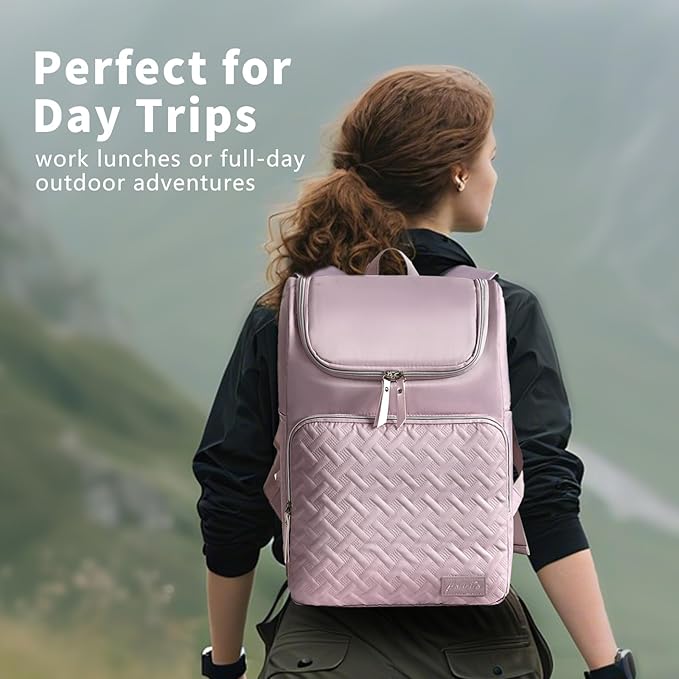 Cooler Backpack Insulated Leak Proof 33 Cans, Waterproof Hiking Backpack Cooler Soft Cooler Bag Lunch Backpack for Women Picnic Camping, Purple