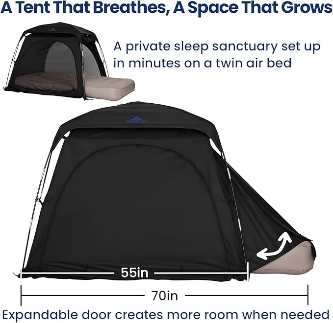 Blackout Sleep Tent for Pack and Play, Toddler Travel Bed, Kids Air Mattress & Cot, CPC Certified Baby Sleep Pod with Fan Pouch Breathable Portable & Easy Setup