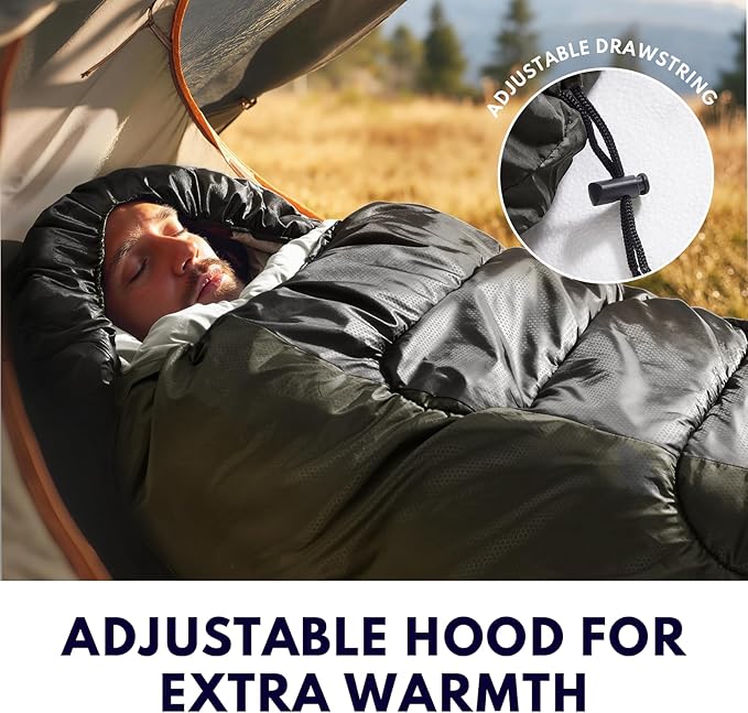 0 Degree XXL Sleeping Bags for Adults Cold Weather,Camping Sleeping Bag with Compression Sack for Winter Hiking, Hunting,Traveling
