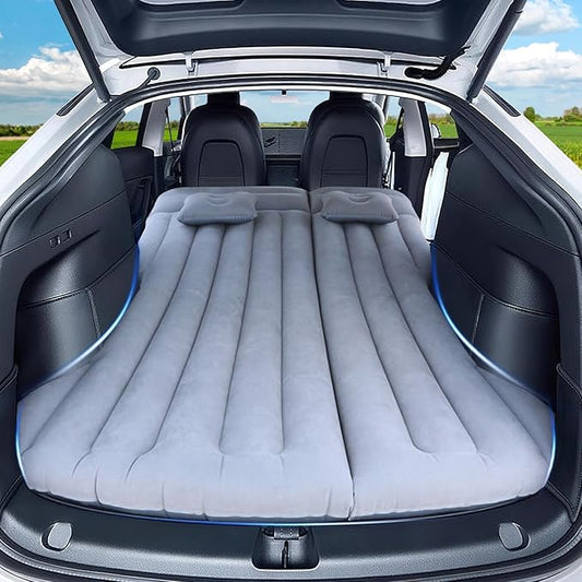Car Air Mattress, Inflatable Bed Compatible with Tesla Model Y, Thickened Comfortable Durable, Foldable Mattress for Trunk/Rear Seat, Air Bed for Sleeping Camping Travel (Grey)