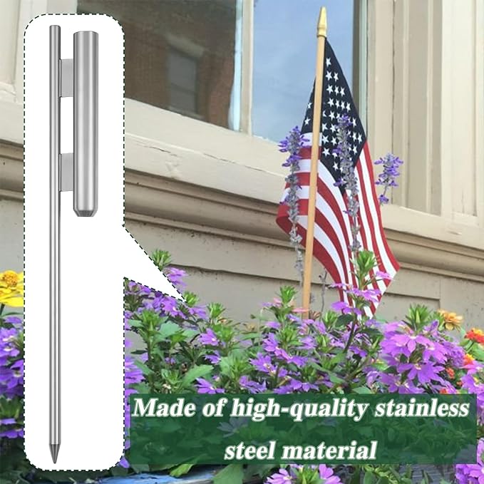 fallingstar 4 Pcs 23 Inch Flag Spike Heavy Duty Heavy Duty Ground Spike Flag Pole Ground Stake for Swooper Metal Flag Pole Stakes for Feather Flutter Banner Pole (Silver)