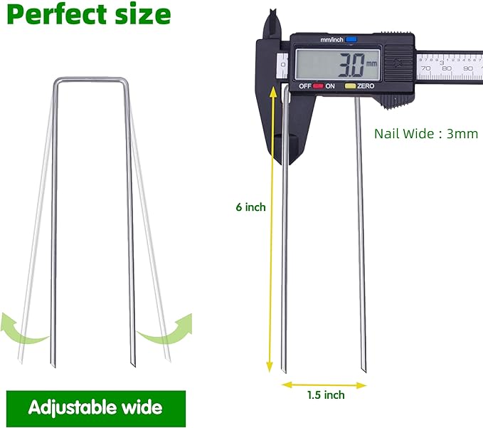 Landscape Staples Galvanized U-Shaped Garden Stakes, 6 Inch 50 Pcs Garden Staples, Yard Stakes, Stakes for Inflatables, Irrigation Tubing, Holding Fence, Tarpaulin (50, 6 INCH)