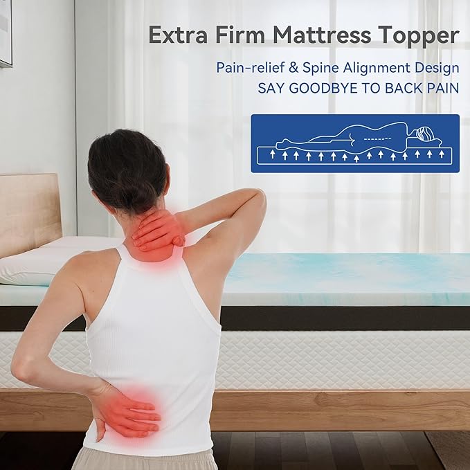 Extra Firm Mattress Topper California King Size 3 Inch, Pain Relieving Foam Bed Topper for Extra Support, Gel Memory Foam&High-Density Foam Mattress Pad, CertiPUR-US Certified