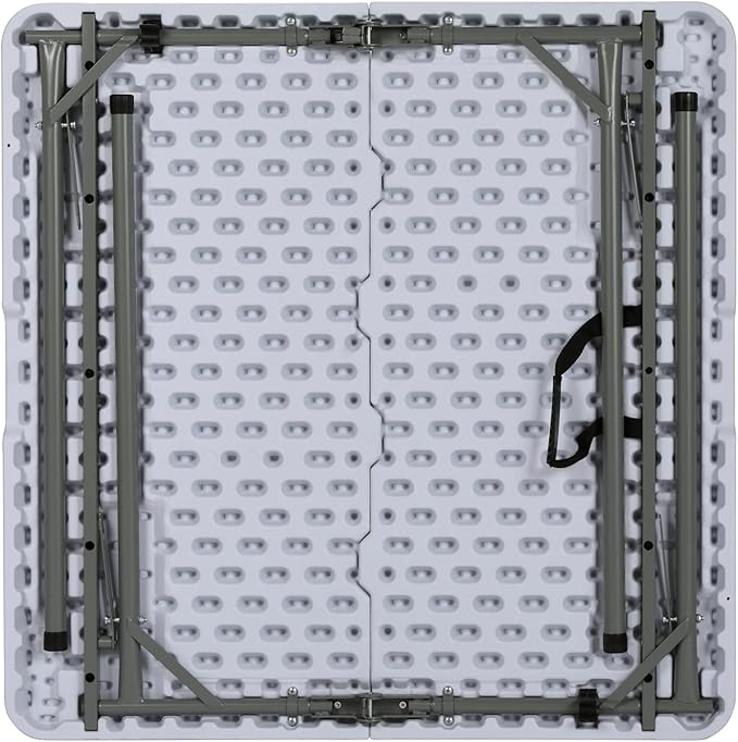 BTEXPERT 34" Bi-Folding Commercial Fold in Half Square Table Heavy Duty Portable Plastic Dining Card Table w Handle for Indoor Outdoor Kitchen Party Wedding Event White Set of 2