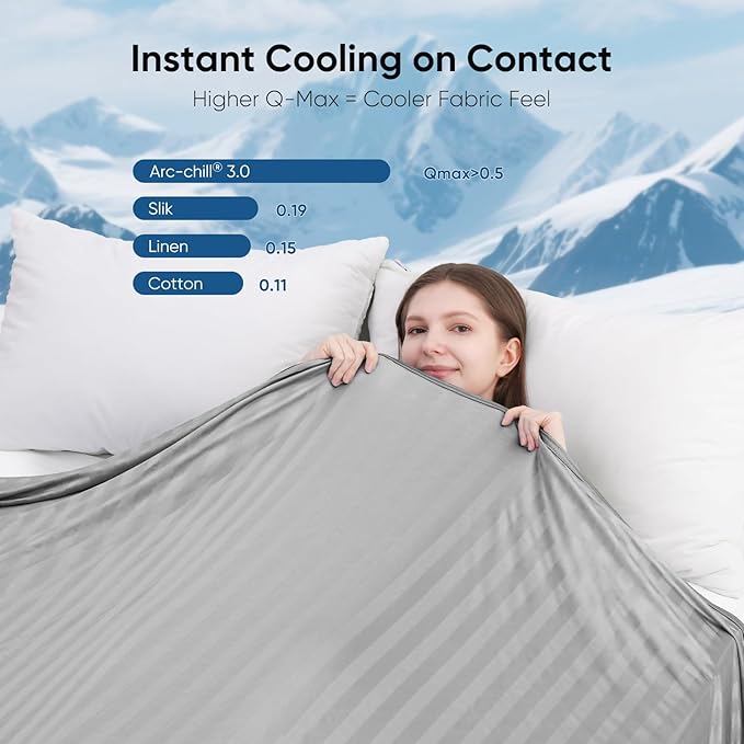 Elegear Revolutionary Cooling Blanket King, Absorbs Heat to Keep Body Cool for Night Sweats, Double Sided Arc-Chill 3.0 Cool Fiber Q-Max>0.5, Cold Summer Blankets for Hot Sleeper, Light Gray