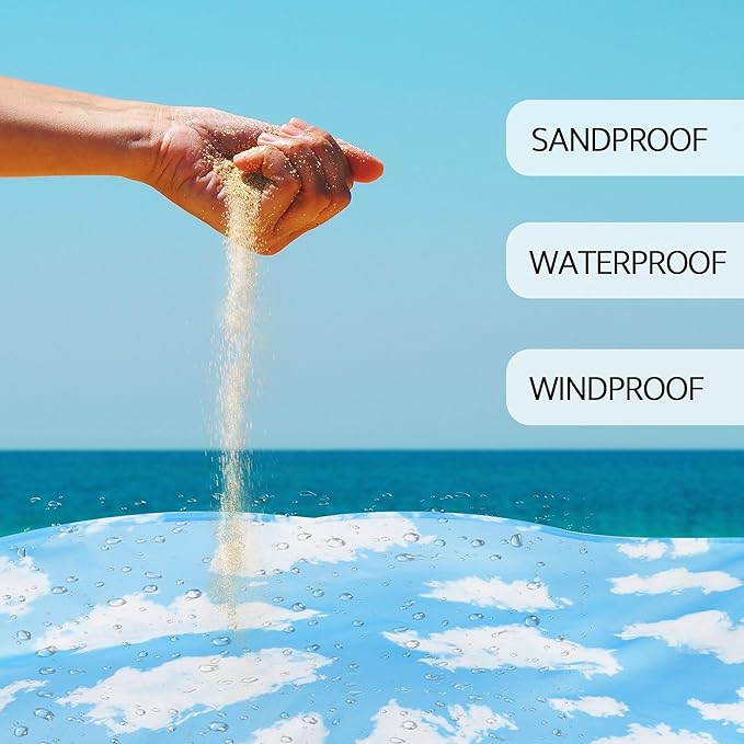 Beach Blanket, 78''×86'' Waterproof Sandproof Beach Mat Lightweight Outdoor Picnic Blanket for Travel, Camping, Hiking