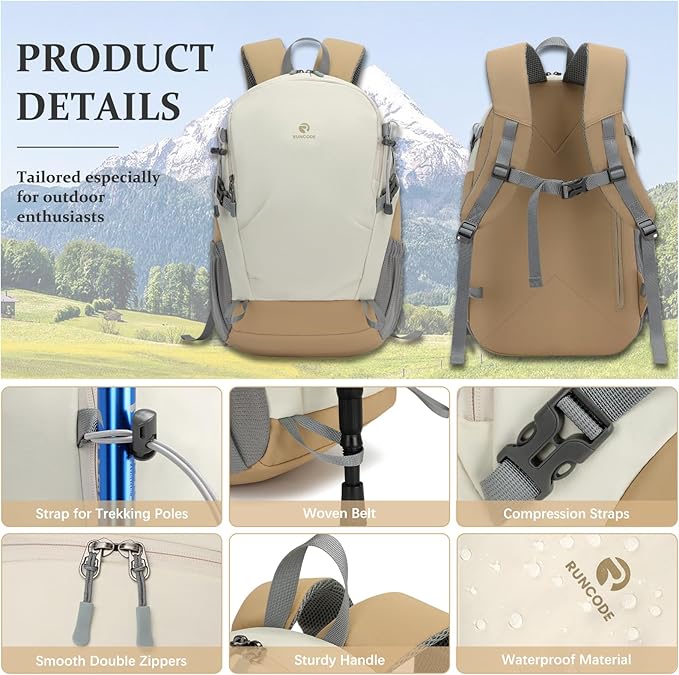 Hiking Backpack for Men Women, 25L Lightweight Travel Backpack Camping Daypack for Outdoors