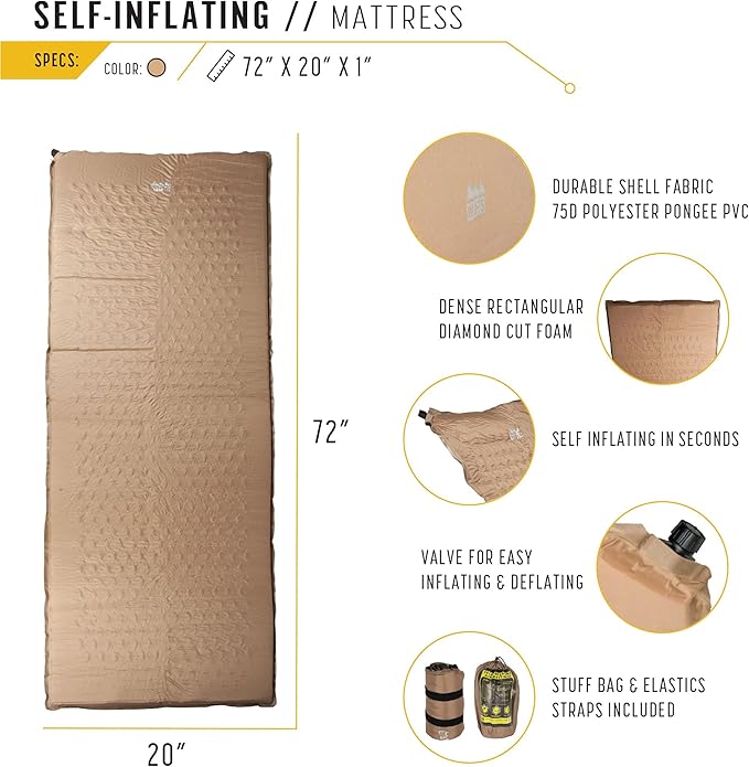 World Famous Sports Self Inflating Camping Sleeping Pad