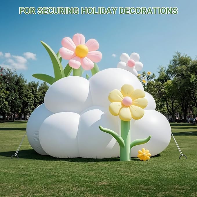 12 in 8 Pack Trampoline Stakes, U Shaped Trampoline Anchors High Wind Heavy Duty, Trampoline Anchor Kit, Steel Stakes for Trampolines, Outdoor Canopies, Camping Tents, Football Goal, Black