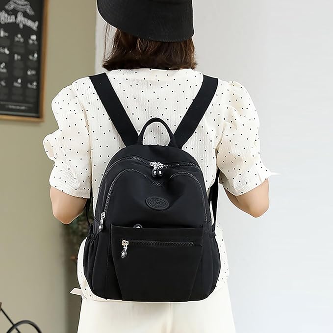 Simple Casual Solid Color Lightweight College Work Backpack Anti Theft Travel Backpack Daypack for Women (Black)