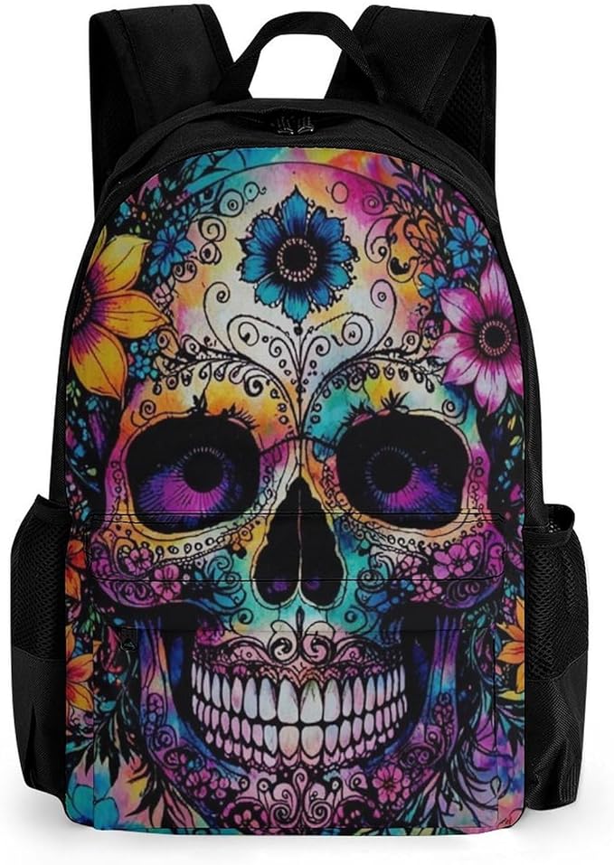 Supdreamc Adults Lightweight Indain Mandala Sugar Skull Shoulder Book Bags Big Capacity Shoulder Bag With Adjustable Shoulder Straps for Trekking Work Walking Cycling