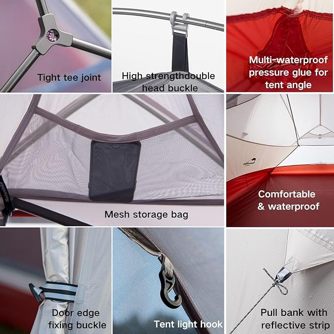 Naturehike 1/2/3Person Lightweight Camping Tent, Waterproof Tent with Inner Tent&Ground Cloth Mat, Portable Backpacking Shelter for Outdoor
