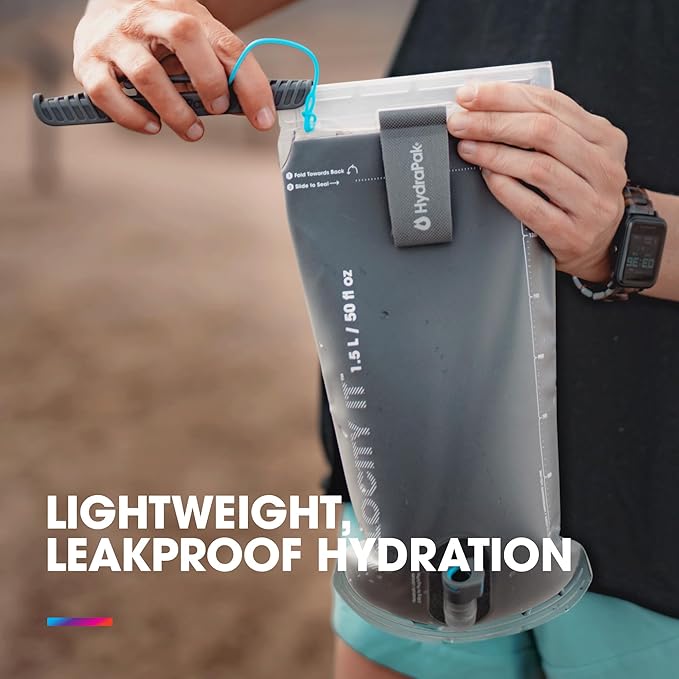 HydraPak Velocity IT (1.5L or 2L Hydration Reservoir) - Insulated Water Bladder/Reservoir for Hydration Pack – Self-Sealing Bite Valve, Leak Proof and Dishwasher Safe