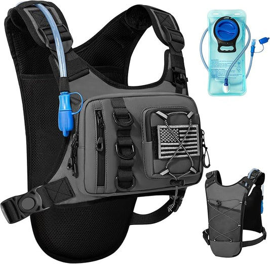 Outdoor Hydration Vest for Running & Hiking, Lightweight Breathable Water Backpack with 2.0L Bladder, Bounce-Free Chest Pack for Marathon, Cycling, Trekking for Men and Women