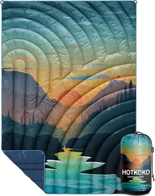 Camping Blanket,Lightweight Puffy Printed Camping Blanket Packable Outdoor Blanket for Camping,Traveling, Stadium, Hiking, Picnics