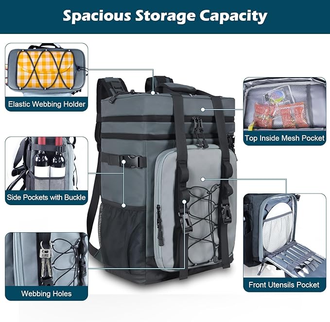 Large Backpack Cooler,40 Cans Leak Proof & Waterproof & Insulated Cooler Backpack, Soft Cooler Bag for Men & Women, Ice Chest for Camping,Beach,Picnic,Lunch,Travel,Fishing