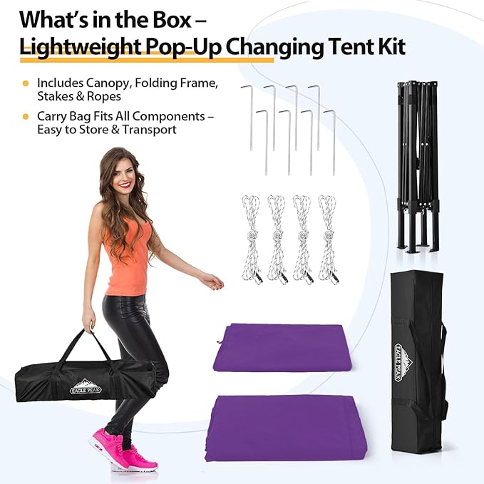 EAGLE PEAK Flex Compact 4x4 Pop-up Canopy Changing Room, Portable Dressing Room, Privacy Changing Tent for Indoor Fashion Photoshoots, Camping, or Pool, Purple