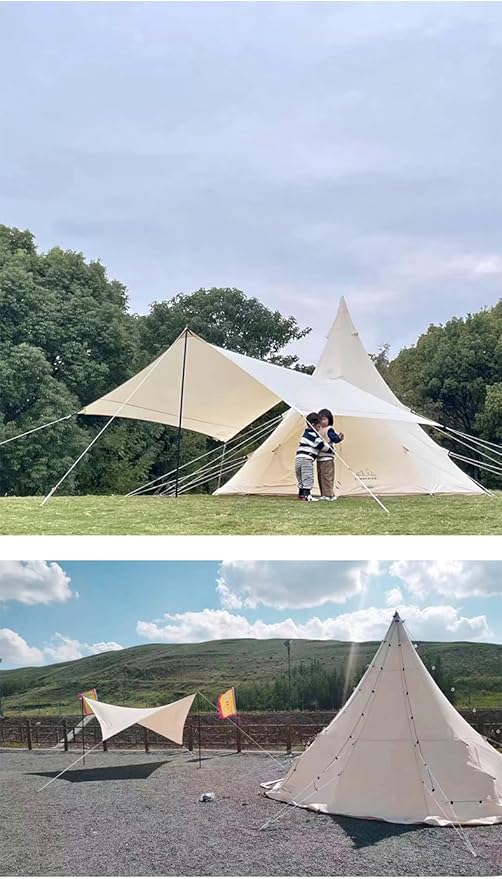 Bell Tent 4 Season 9.85ft Glamping Tent, Hot Tent,Ideal for Family Camping, Hiking,Canvas Tent with Aluminum Pole. Support Camouflage Fabric Customization