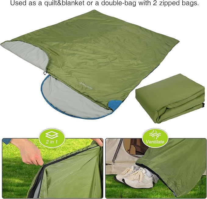 REDCAMP Ultra Lightweight Sleeping Bag for Backpacking, Hiking, Comfort for Adults Warm Weather, with Compression Sack