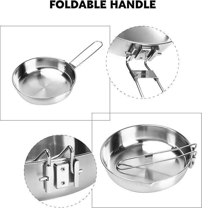 Fire-Maple Antarcti 8" Frying Pan | SUS 304 Stainless Steel Skillet | Durable and Easy to Clean | Ideal for Camping Fishing Bushcraft