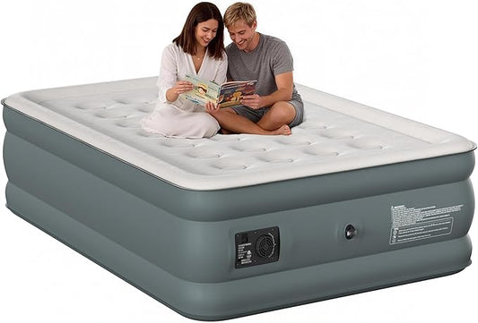 Full Air Mattress with Built-in Pump, 18 Raised Inflatable Air Mattress, 600 lbs Max Honeycomb Comfortable Air Bed with Storage Bag, for Camping, Home and Guest Use